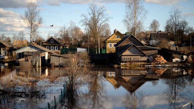 Паводок в поселке Кресцы в Новгородской области