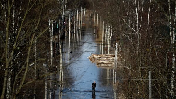 Подтопленная улица в Новгородской области