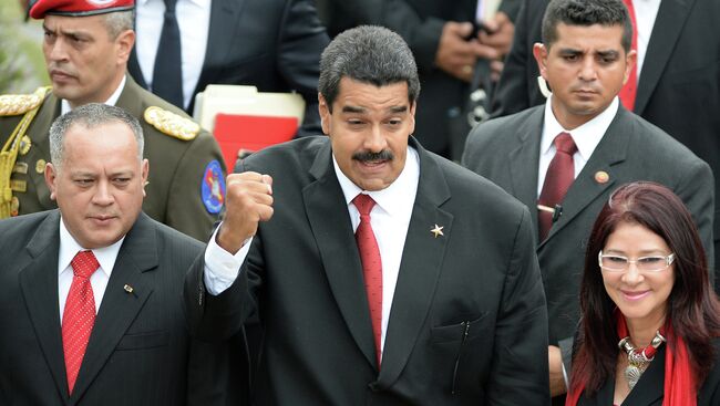 Новоизбранный президент Венесуэлы Николас Мадуро перед началом инаугурации