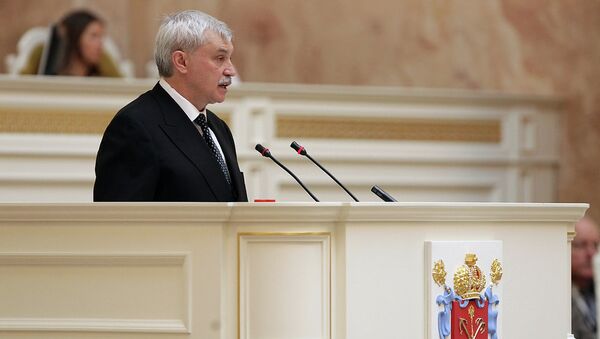 Губернатор Санкт-Петербурга Георгий Полтавченко в городском парламенте