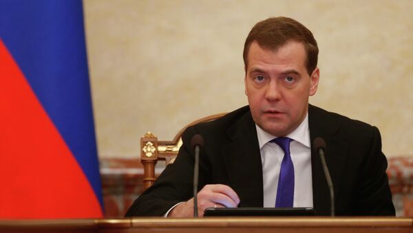 Премьер-министр РФ Дмитрий Медведев проводит заседание кабинета министров РФ в Доме правительства РФ