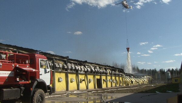 Пожар в цехе по производству кормов в Новгородской области