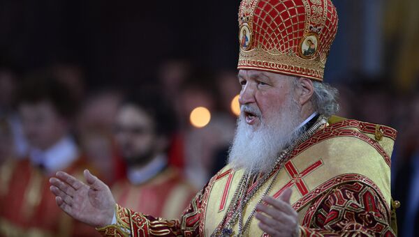Патриарх Московский и Всея Руси Кирилл на торжественном пасхальном богослужении