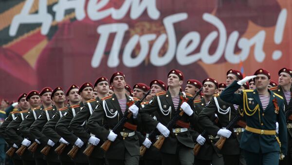 Спецподразделение внутренних войск МВД РФ во время военного парада