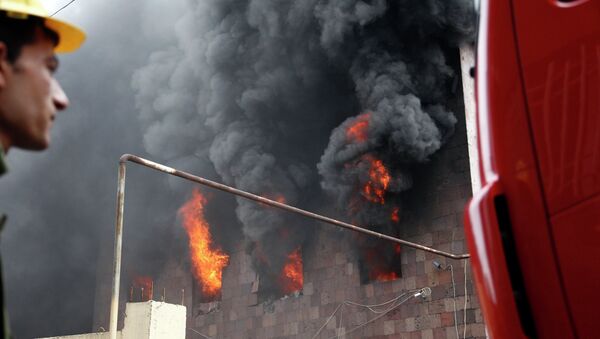Пожар на складе компании Спайка в Ереване