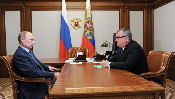 Встреча президента РФ В.Путина с А.Костиным в Сочи
