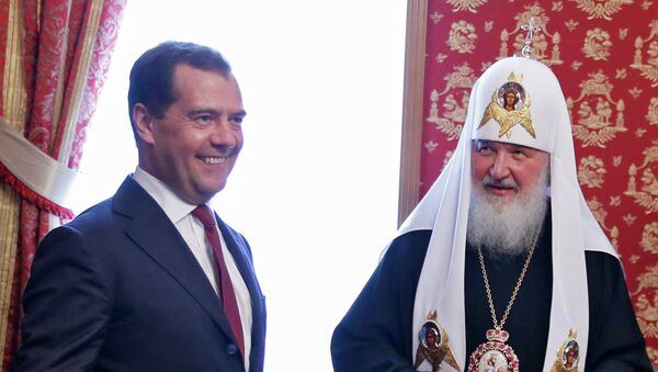 Дмитрий Медведев и патриарх Кирилла. Архивное фото