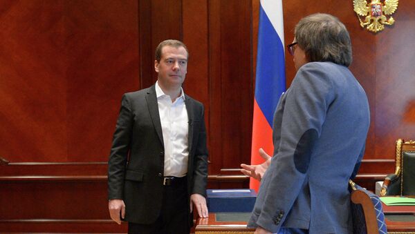 Д.Медведев на съемках программы НТВ Центральное телевидение
