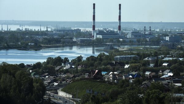 Вид на город из здания Международного Центра в Казани. Архивное фото