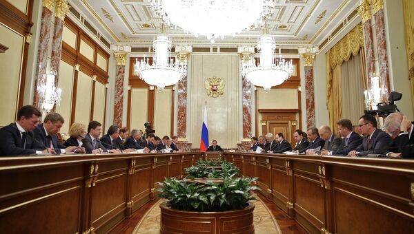Заседание членов кабинета министров РФ в Доме правительства РФ.