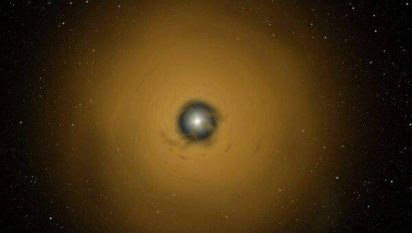 Звезда TW в созвездии Гидры (TW Hydrae) и ее протопланетный диск глазами художника