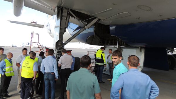 Самолет, в котором обнаружили тело мужчины, на осмотре в аэропорту Внуково
