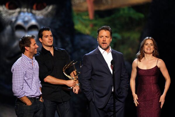 Зак Снайдер, Генри Кавилла, Рассел Кроу и Эми Адамс на церемонии Spike TV Guys Choice Awards в Калвер-Сити
