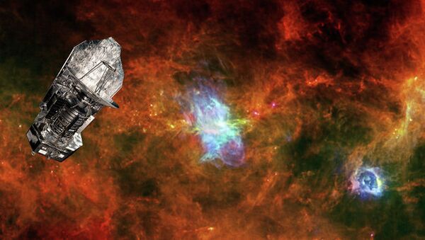 Телескоп Гершель и молекулярное облако в созвездии Паруса