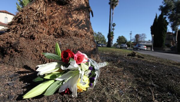 Место автомобильной аварии в Лос-Анджелесе, где погиб американский журналист Майкл Хастингс