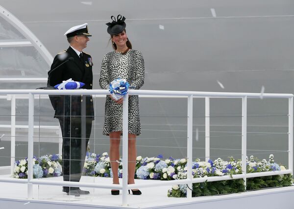 Герцогиня Кембриджская Кейт на церемонии крещения круизного лайнера Royal Princess в Саутгемптоне