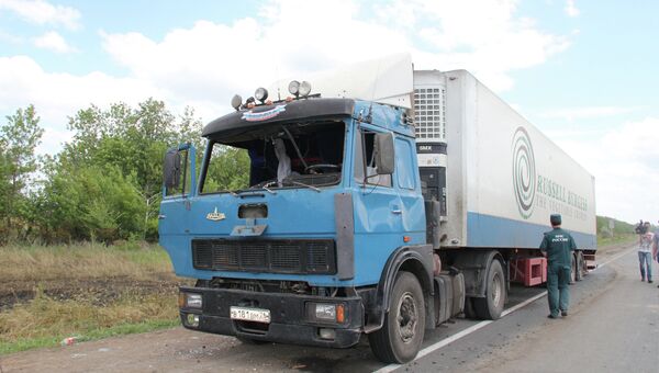 Пострадавший, в результате взрывов на полигоне, грузовик Евгения Харченко