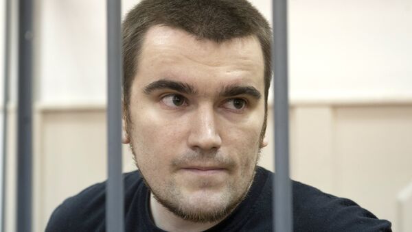 Алексей Гаскаров, обвиняемый в участии в массовых беспорядках на Болотной площади 6 мая 2012 года, в зале Басманного суда Москвы, архивное фото