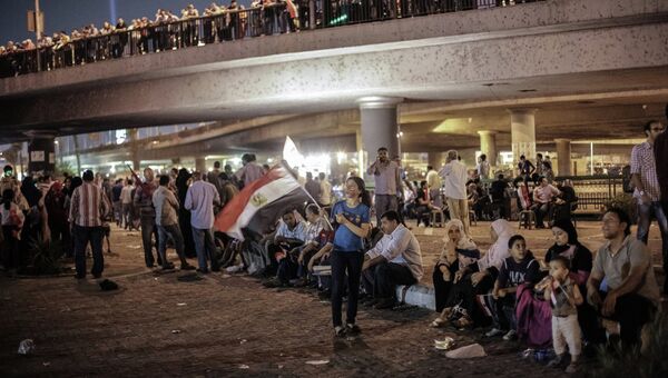 Митингующие на площади Тахрир в Каире