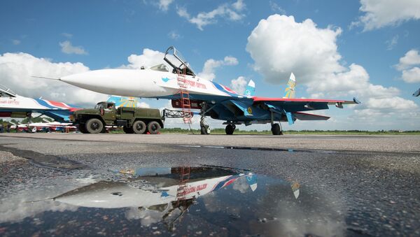 Су-27 АГВП Русские Витязи на аэродроме временного базирования в г.Пушкин