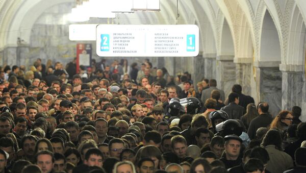 Час пик в московском метро. Архивное фото
