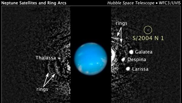 Местонахождение нового спутника Нептуна на снимке Хаббла