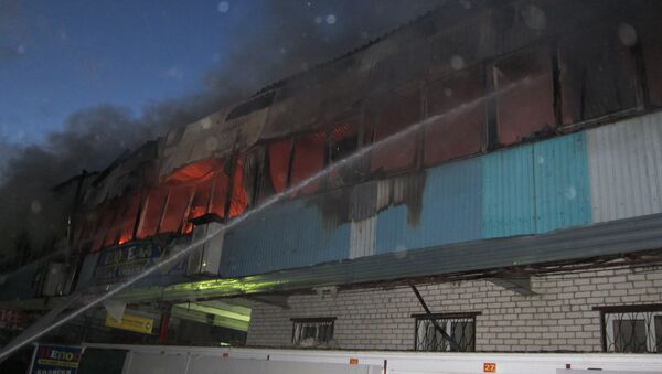 Пожар на рынке в Ставрополе