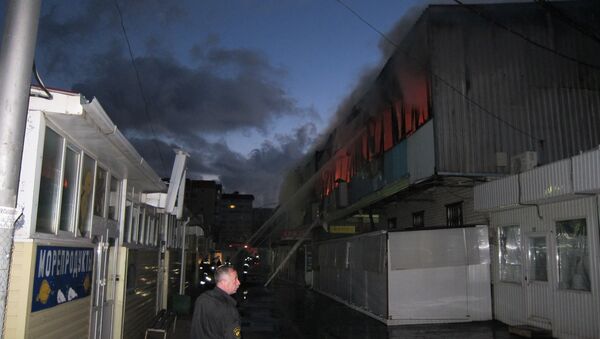 Пожар на рынке в Ставраполе