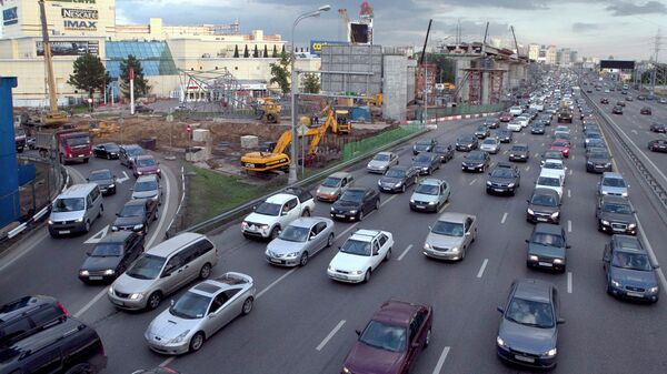 Пробка на Ленинградском шоссе в Москве