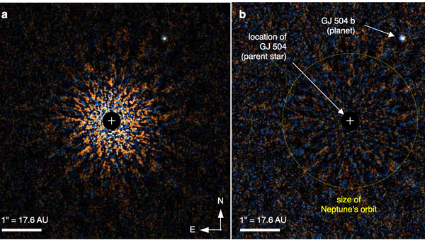 Снимки планеты GJ 504 b, полученные при помощи инструментов телескопа “Субару”