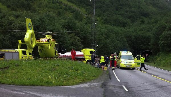 Пострадавшие в результате пожара, произошедшего в понедельник на юге Норвегии в автомобильном туннеле