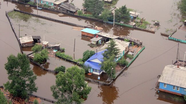 Облет территорий, пострадавших от паводка в Амурской области