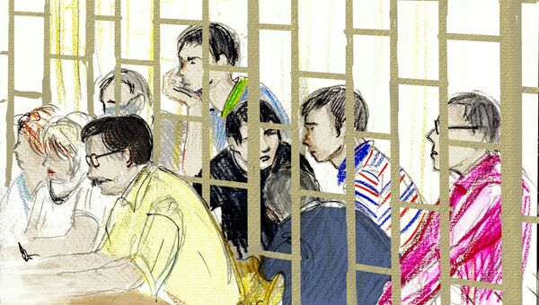 Суд над приморскими партизанами во Владивостоке, архивный рисунок