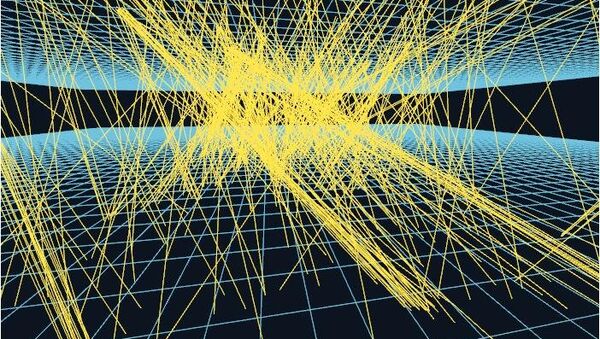 Компьютерная программа записывает траектории частиц, определенные пользователями, и представляет их в виде трехмерной картинки