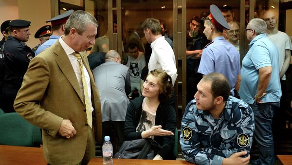 Александра Духанина во время судебного заседания в Мосгорсуде