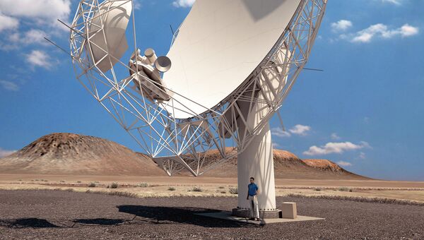 Антенна радиотелескопа проекта MeerKAT в Южной Африке