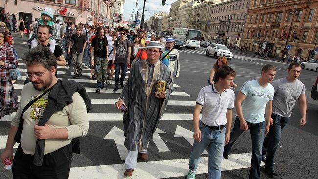 Адепты Русской пастафарианской церкви в Петербурге. Архивное фото