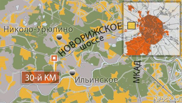 ДТП в Подмосковье в районе 30 км Новорижского шоссе. Карта