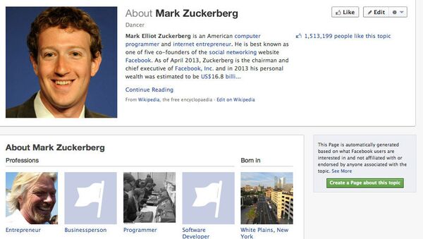 Скриншот страницы Марка Цукерберга в Facebook