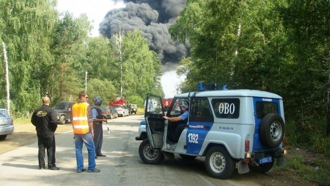 Пожар на нефтяном резервуаре в Приангарье