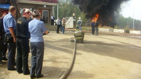 Пожар на нефтяном резервуаре в Приангарье