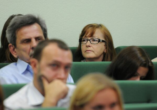 Мать Сергея Помазуна, Людмила Помазун во время судебного заседания
