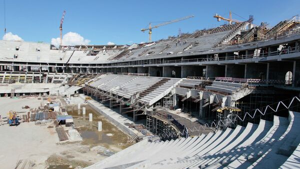 Строительство стадиона Зенит Арена в Петербурге. Архивное фото