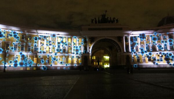 Репетиция 3D мэппинг-шоу на Дворцовой площади в Петербурге