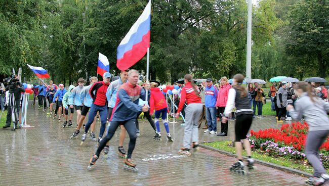 Эстафета факелоносцев олимпийского огня в Костроме