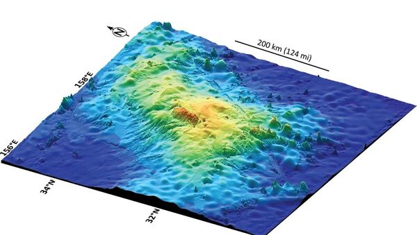 Трехмерное изображение мегавулкана Таму в Тихом океане