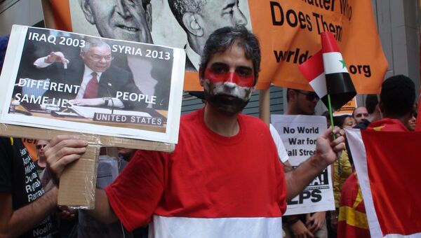 Протесты в Нью-Йорке против войны с Сирией