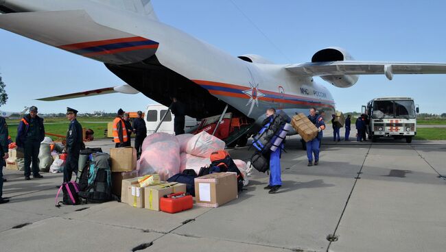 Отправка гуманитарного груза и спасателей в Комсомольск