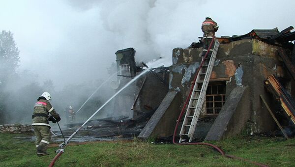 Пожар в психоневрологическом интернате Оксочи в деревне Лука 13 сентября