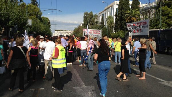 Пикет возле министерства реформ в Афинах, актуальное фото